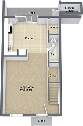 Floor plan One Bedroom Townhome