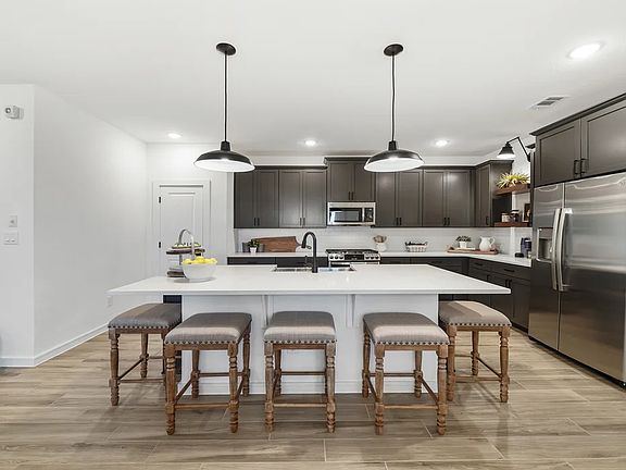 Kitchen with pendant lighting