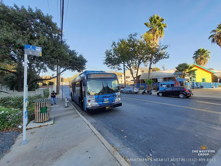 Bus stop nearby on the street