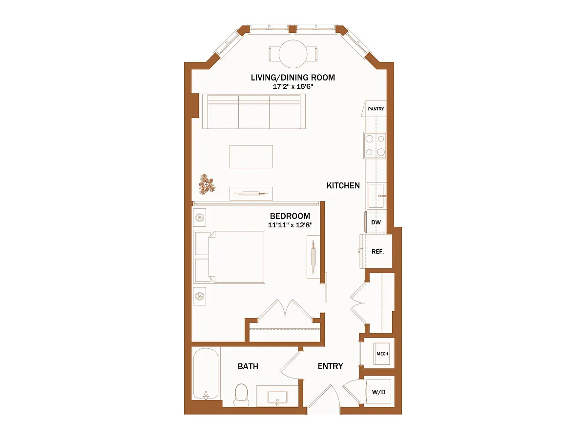 Floor plan A6 - Jr 1 Bed | 1 Bath