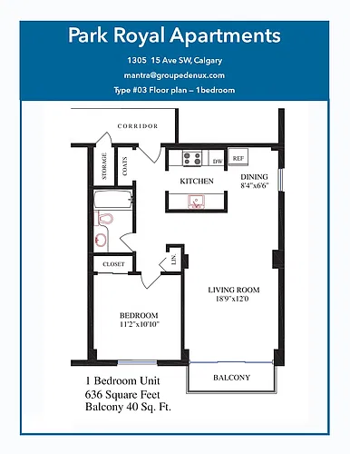 Floor plan 1 Bedroom 1 Bed 1 Bath