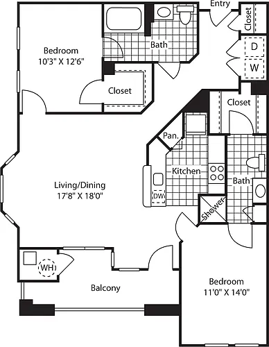 Floor plan Liberty View 2 (B1A)