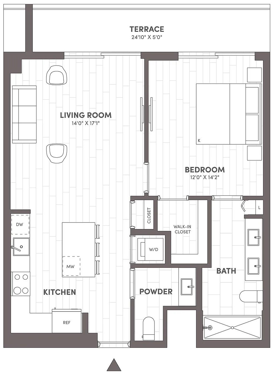 Floor plan 1 Bed-1.5 Bath-B2.1