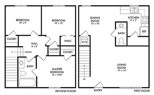 Floor plan 3 Bed/ 1.5 Bath Townhome