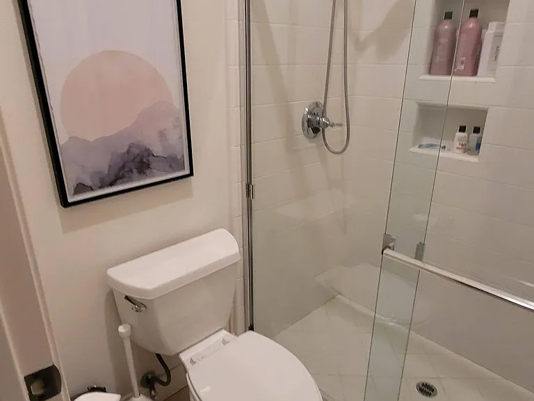 Bedroom 2 - King bed, large closet, desk, large TV, ensuite with shower and bathtub