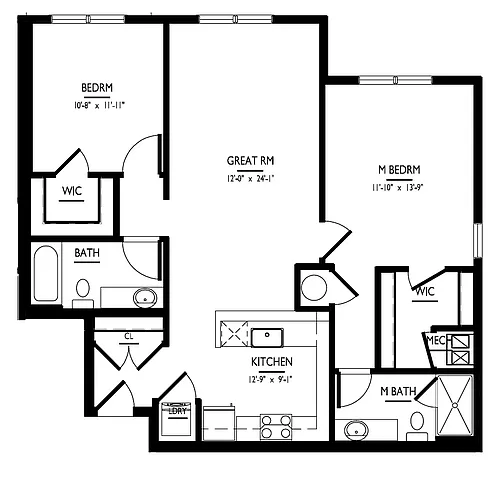 Floor plan 2 Bed/2 Bath-B-1b Phase I