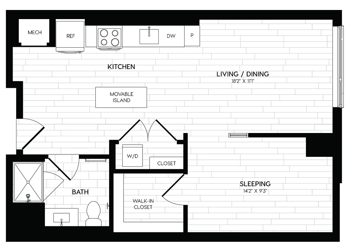 Floor plan 1 Bed/1 Bath-A5
