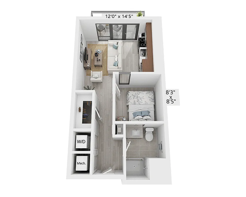 Floor plan One Bedroom - A1C
