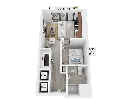 Floor plan One Bedroom - A1C