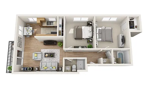 Floor plan 2 Beds 2 Baths A