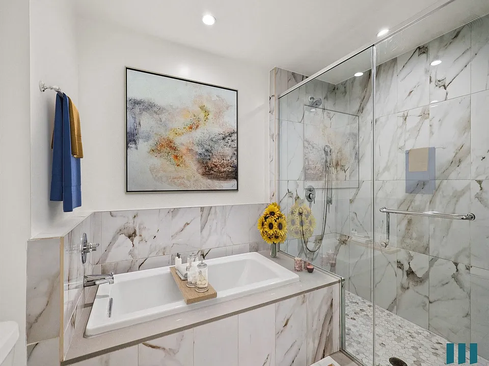 Bathroom with Large-Size Walk-In Shower and Bathtub