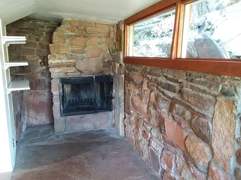 Wood burning fireplace