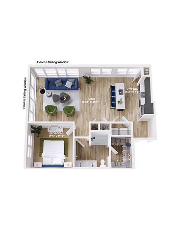 Floor plan One Bedroom Penthouse