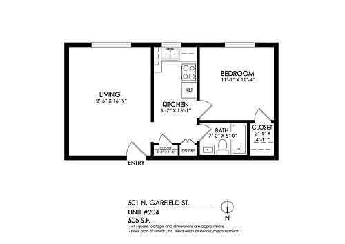 Floor plan 1 Bedroom, 1 Bath