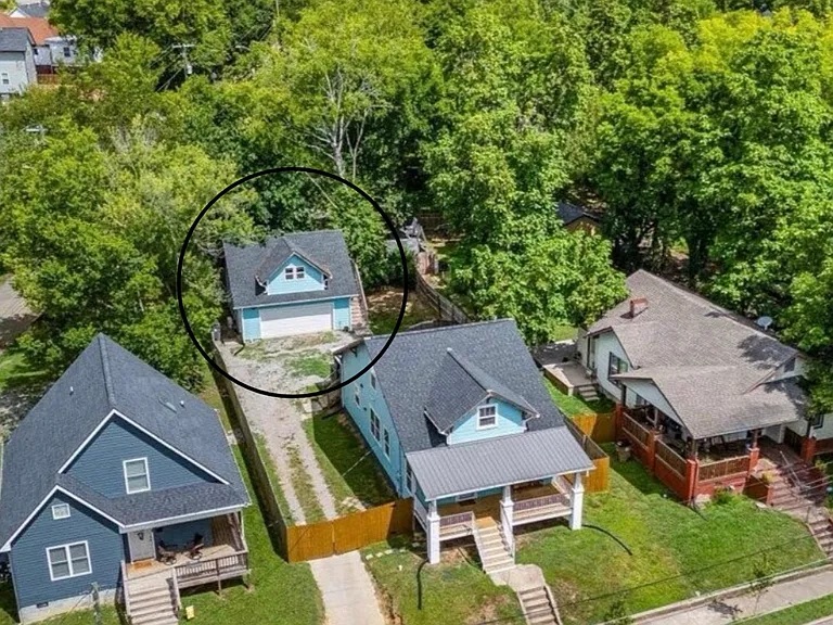 Garage apartment circled