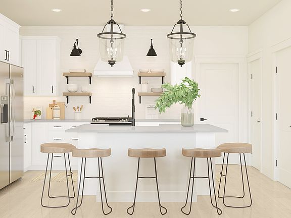 Pendant lighting over island