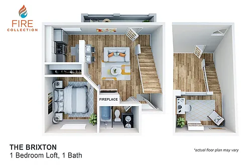Floor plan One Bedroom Plus Loft, One Bath