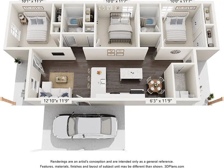 Three Bed / Two Bath - 1051 sq ft Three Bed / Two Bath - 1051 sq ft