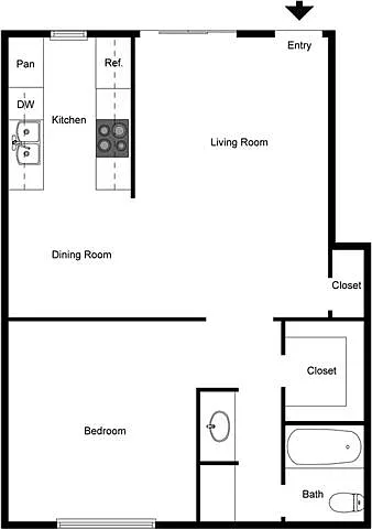 Floor plan 1 Bedroom 1 Bath