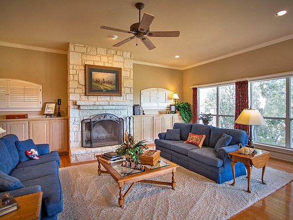 Large open living area with fireplace