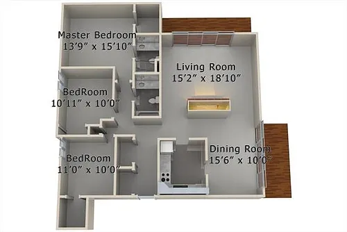 Floor plan 3 Bed 2 Bath