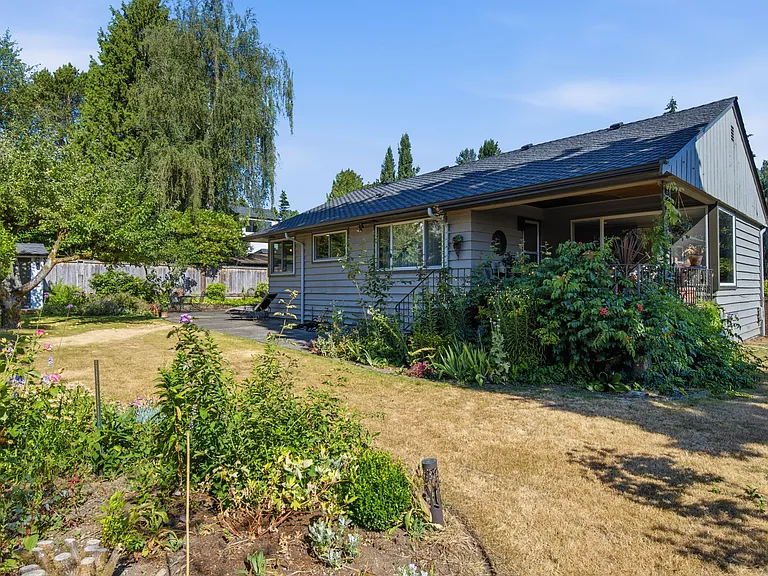 Backyard showing covered porch