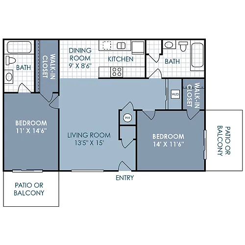 Floor plan 2 Bedroom 2 Bathroom B