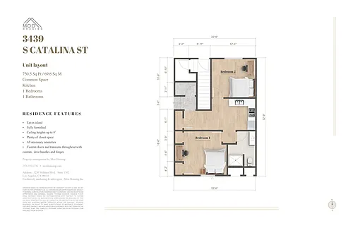 Floor plan Private room at 3439 S Catalina St-4B4B