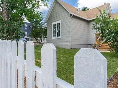 White picket fence -- front yard.