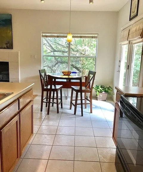 Tile florring in kitchen and OPEN dining area