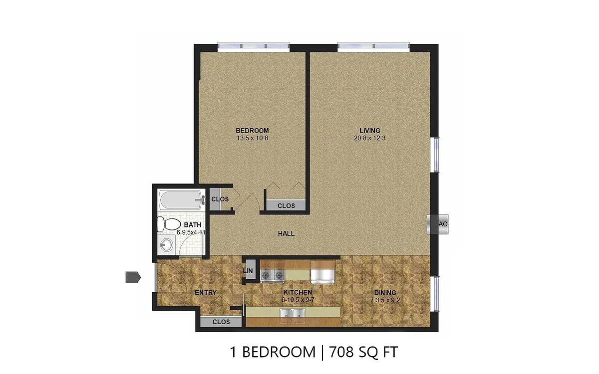 Floor plan Aldrich Ave - One Bedroom (B)