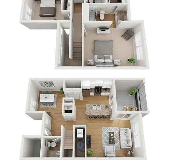 A photo of our 2x2.5 floor plan, The Paxton.