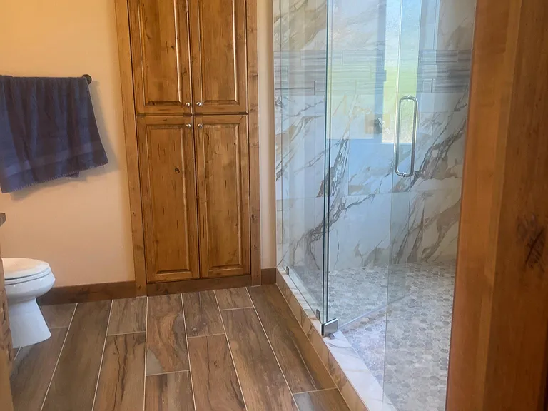 new tiles in master bathroom