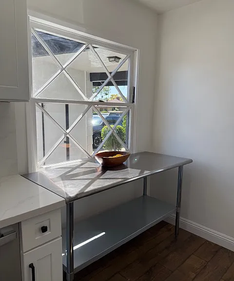 great stainless steel table for baking or extra seating