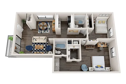 Floor plan B1: 2 Bed 2 Bath
