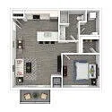 Floor plan 1BA "Workforce Housing Apartment"