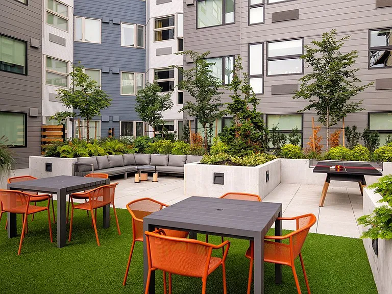 Courtyard with multiple seating areas