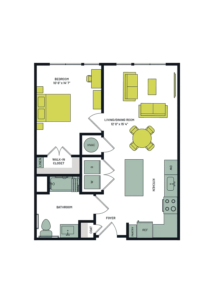 Floor plan 1 Bedroom, Tier4 & Tier23