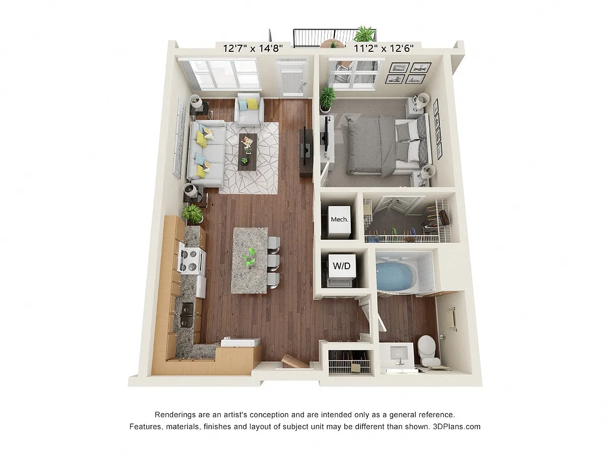 Floor plan One Bedroom - A
