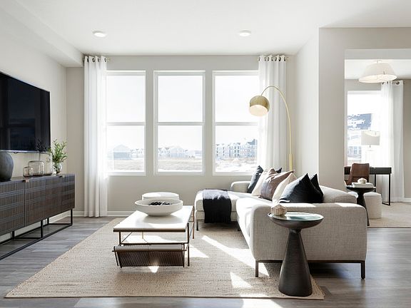 The gathering room with floor to ceiling windows