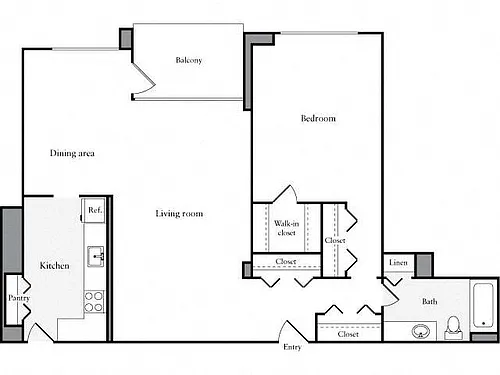 Floor plan 1 Bedroom, 1 Bath 973 SF 11n