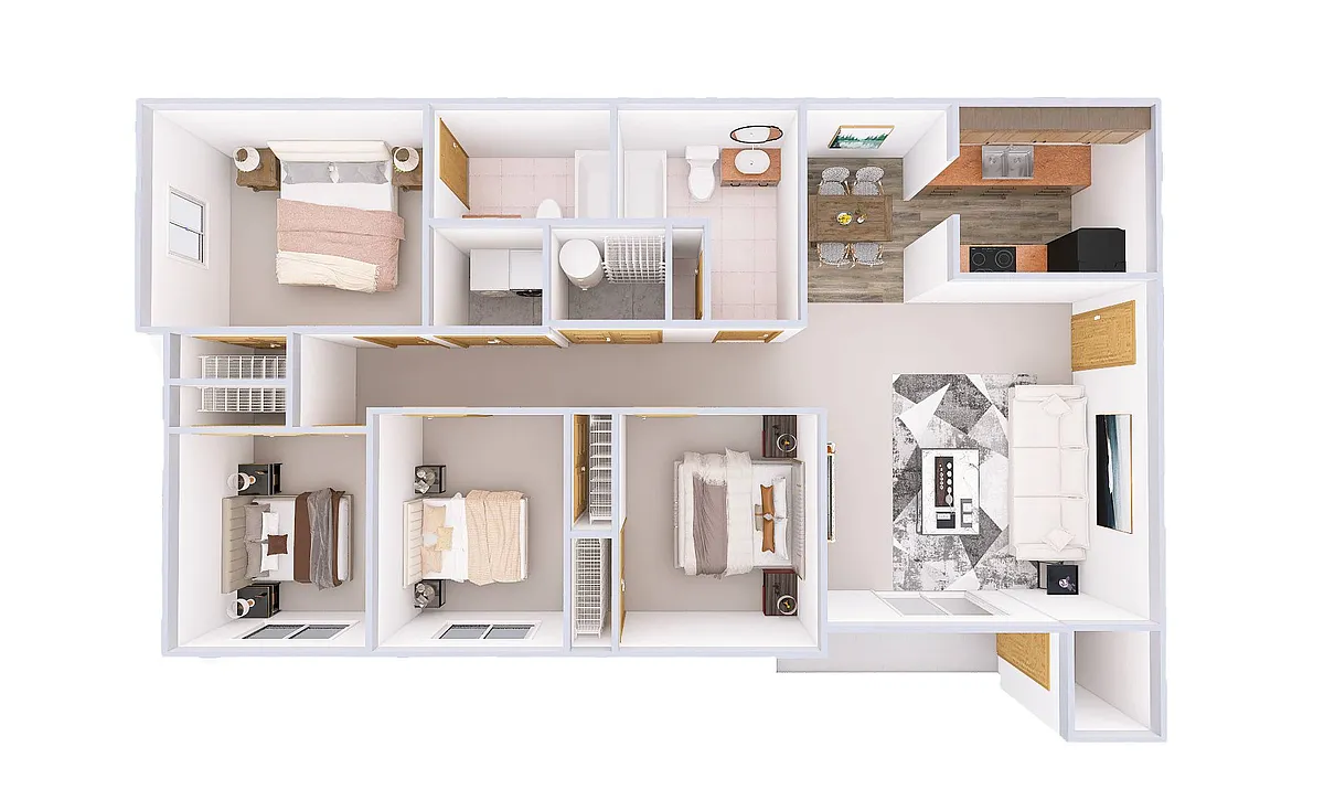 Floor plan 4 Bedroom, 2 Bath