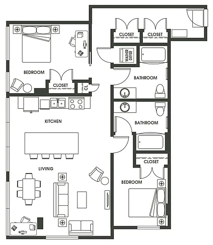 Floor plan 2 Bed 2 Bath B10