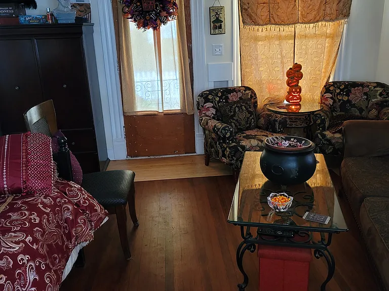 Living room set up for Halloween party