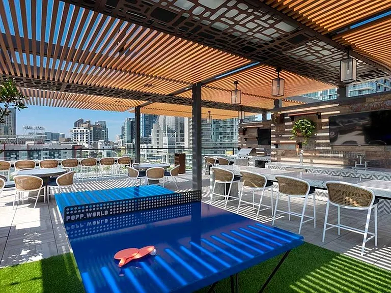 Lounge at our rooftop entertainment area complete with stunning city views