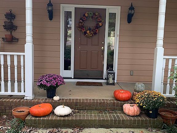 Fall pumpkins on the porch