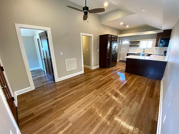 Combined living room and kitchen area.
