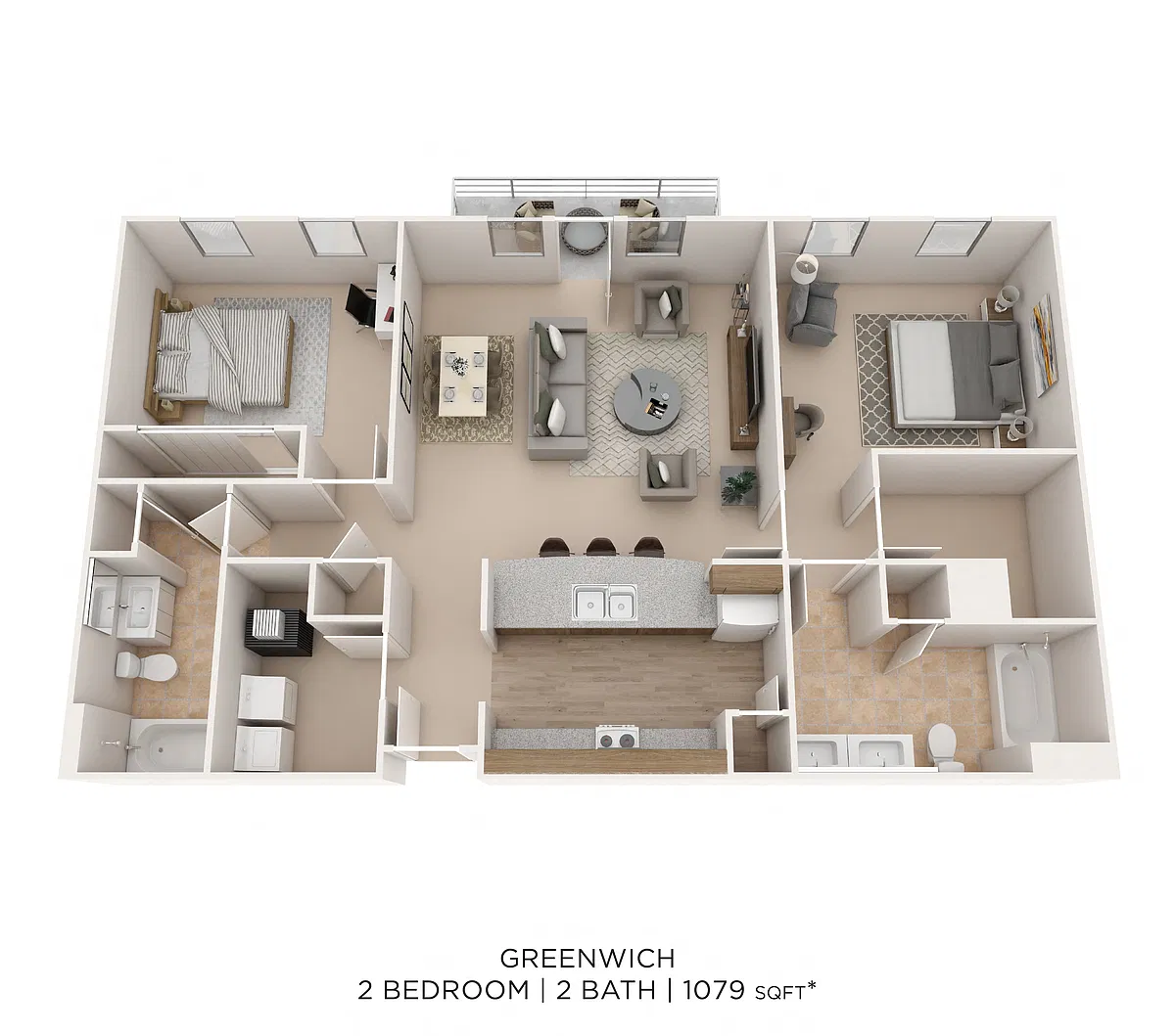 Floor plan Two Bedroom 2 Bath- Greenwich