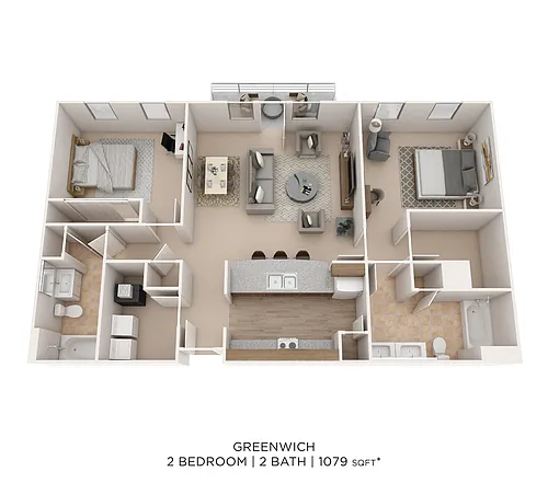 Floor plan Two Bedroom 2 Bath- Greenwich