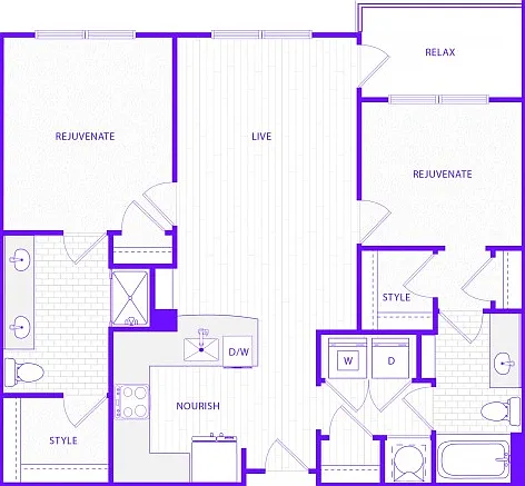 Two Bedroom Two Bath (1200 SF) Two Bedroom Two Bath (1200 SF)